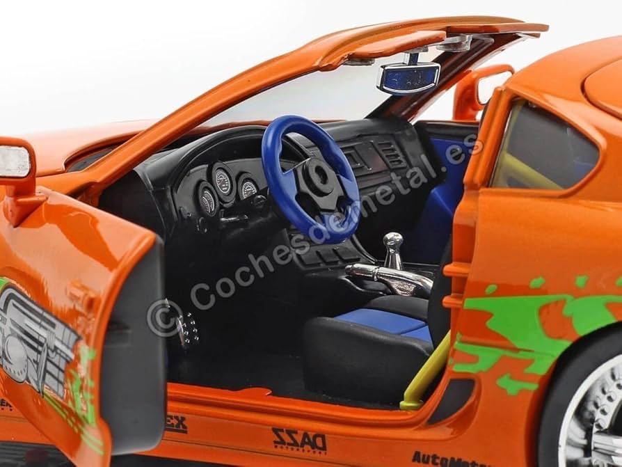 ミニカー JADA 1/18 BRIAN 1995 SUPRA 1/18 Jada 1995 Toyota Supra (Orange Metallic) with Lights
